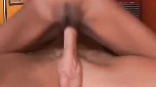 Skinny black chick is getting fucked by a white dick