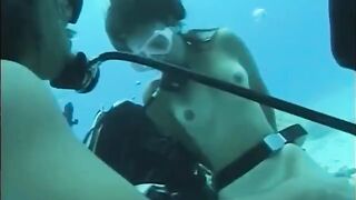 A guy has sex with a woman with a hairy pussy underwater