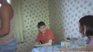 Foursome sex of swinging couples at their home, a wild scene
