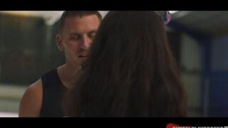 A hockey fan got fucked by her favourite player at the stadium