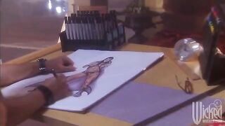 A man fucking his gorgeous brunette mistress wearing glasses