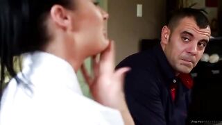 Massage girl Alektra Blue with big natural tits gets on the cock