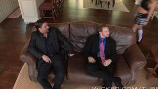 Two guys fucked a hot hairy blonde in two separate incidents
