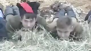 A young guy has sex with a girl in the barn full of hay
