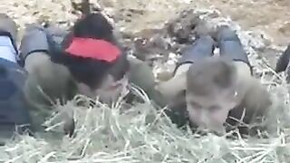 A young guy has sex with a girl in the barn full of hay