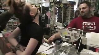 The baby was roughly fucked in the shop