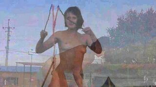 A naked girl is having sex while covered with soap bubbles