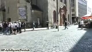 A woman showed her pussy to the whole world without any panties