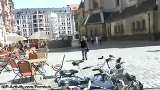 A woman showed her pussy to the whole world without any panties
