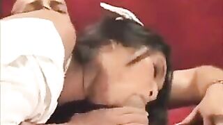 Asian nurse gets her pussy pounded by a big cock while in uniform