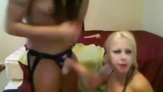 Blonde with big boobs fucks in a virtual chat
