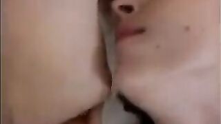 A friend is cleaning up sperm from her girlfriend's pussy and ass