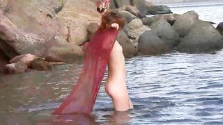 A sexy girl with small boobs got wet and spanked