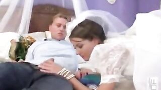 Hot group sex with sexy bride in a wedding dress