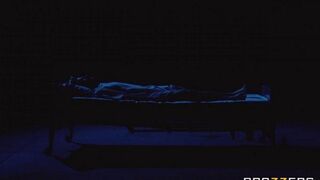 A guy released cum into the nurse’s pussy in a hospital scene