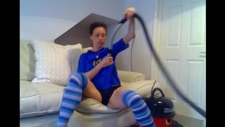 Babe fucks with a vacuum cleaner and achieves orgasm with it