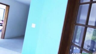 The mulatto barely fucked a cute babe Alexia Gold before she sucked him off