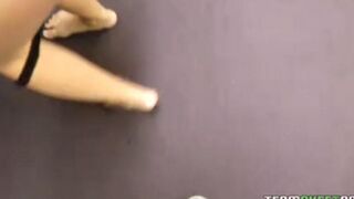 The beautiful blonde has a sweet and cute blowjob