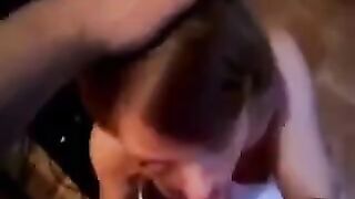 A blowjob turned into an unexpected finish for her, wow!