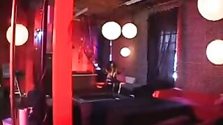 Black woman in latex suit fiercely rides a member
