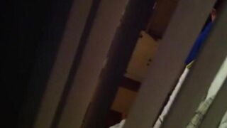 Shooting a hidden camera while his neighbors have sex