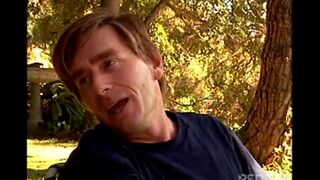 A nice couple has sex right in the nature, in a romantic setting