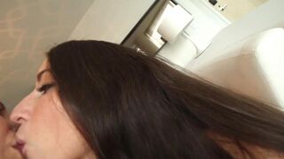 Cute girls fucked on the couch without using condoms