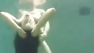 Sex in the ocean with busty brunette, a sight to behold