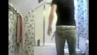 Hidden camera in the toilet captured intimate moment
