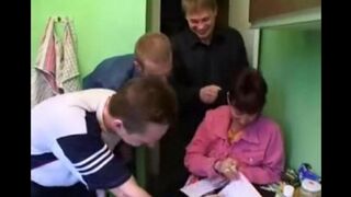 Foursome sex with hot Russian mom and homemade action
