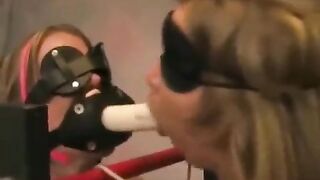 Lesbian bondage with girls playing tough entertainment and using sex toys