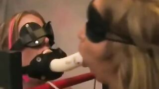 Lesbian bondage with girls playing tough entertainment and using sex toys