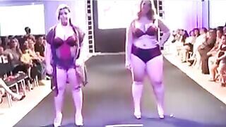 Fatty bitches run on the strip in their swimsuits for money