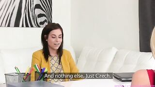 Girlfriend of the agent has sex with another girl in casting