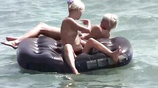 A hot chick is fucking on the mattress without clothes