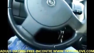 A hot amateur girl made a blowjob to her driver in the car