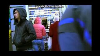 The guy brought a blonde to the place and fucked her on the street