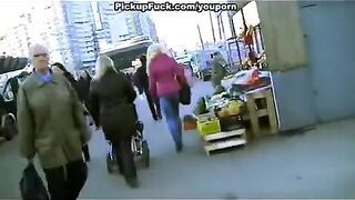 The guy brought a blonde to the place and fucked her on the street