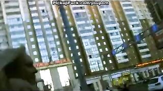 The guy brought a blonde to the place and fucked her on the street