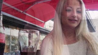 A sexy blonde girl with natural tits in a private scene