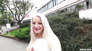 A sexy blonde girl with natural tits in a private scene