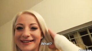 A sexy blonde girl with natural tits in a private scene
