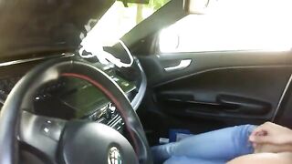 Blonde girl couldn't resist and started sucking in the car