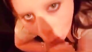 Young girls are very excited to taste man's sperm during blowjobs