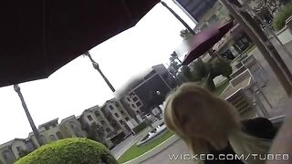 A blonde girl got into the car and started to work there