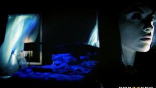 Brunette woman was fucked in the bedroom on the bed