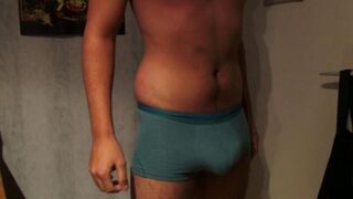 A man came in his pants because of overexcitation and strong orgasm