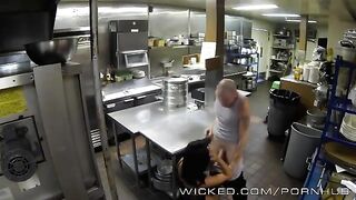 The workaholic chick relaxed after a hard day in the kitchen