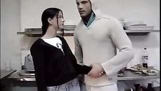 Fucked a naive virgin in the kitchen, taking advantage of her naivety
