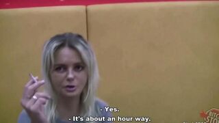The girl was picked up at the bus stop and received a cock in her mouth
